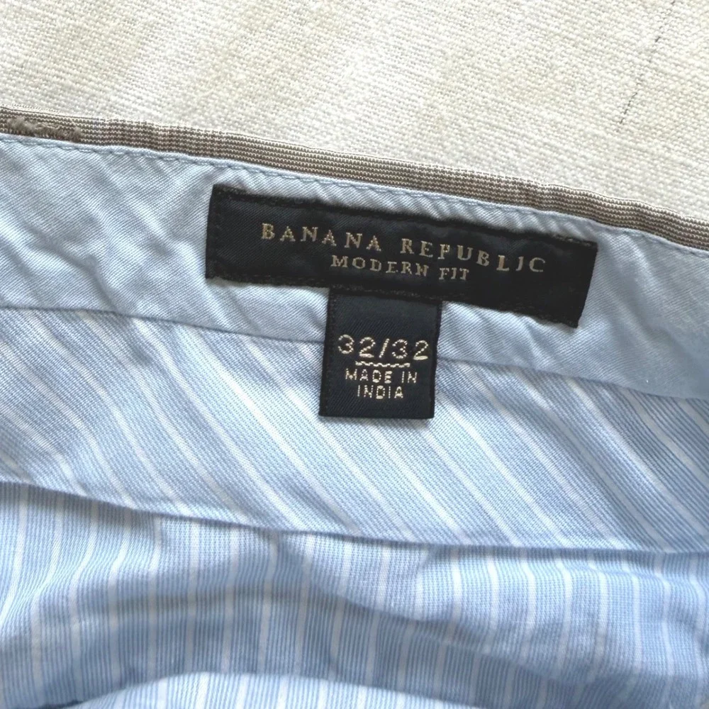Bundle Lot 2 Banana Republic 32x32 Brown Plaid Cotton Chino Trousers Pants